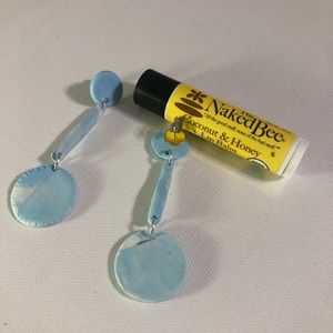 Blue and white marble dangle clay earrings